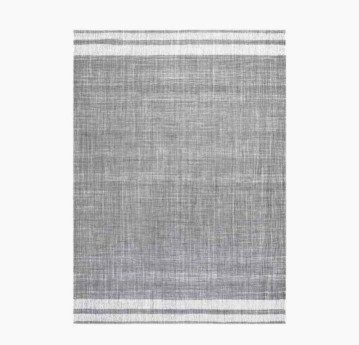 Indoor Outdoor Steel Grey and White Stripe Design Rug