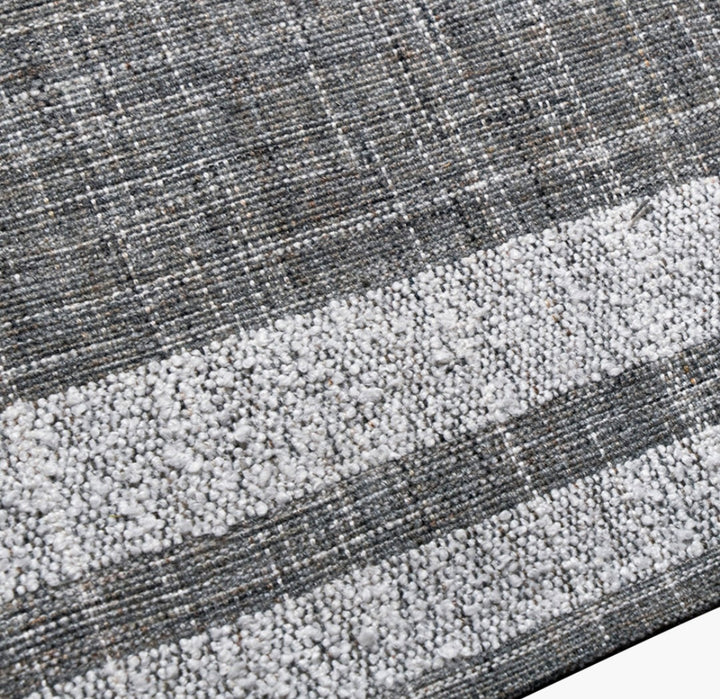 Indoor Outdoor Steel Grey and White Stripe Design Rug