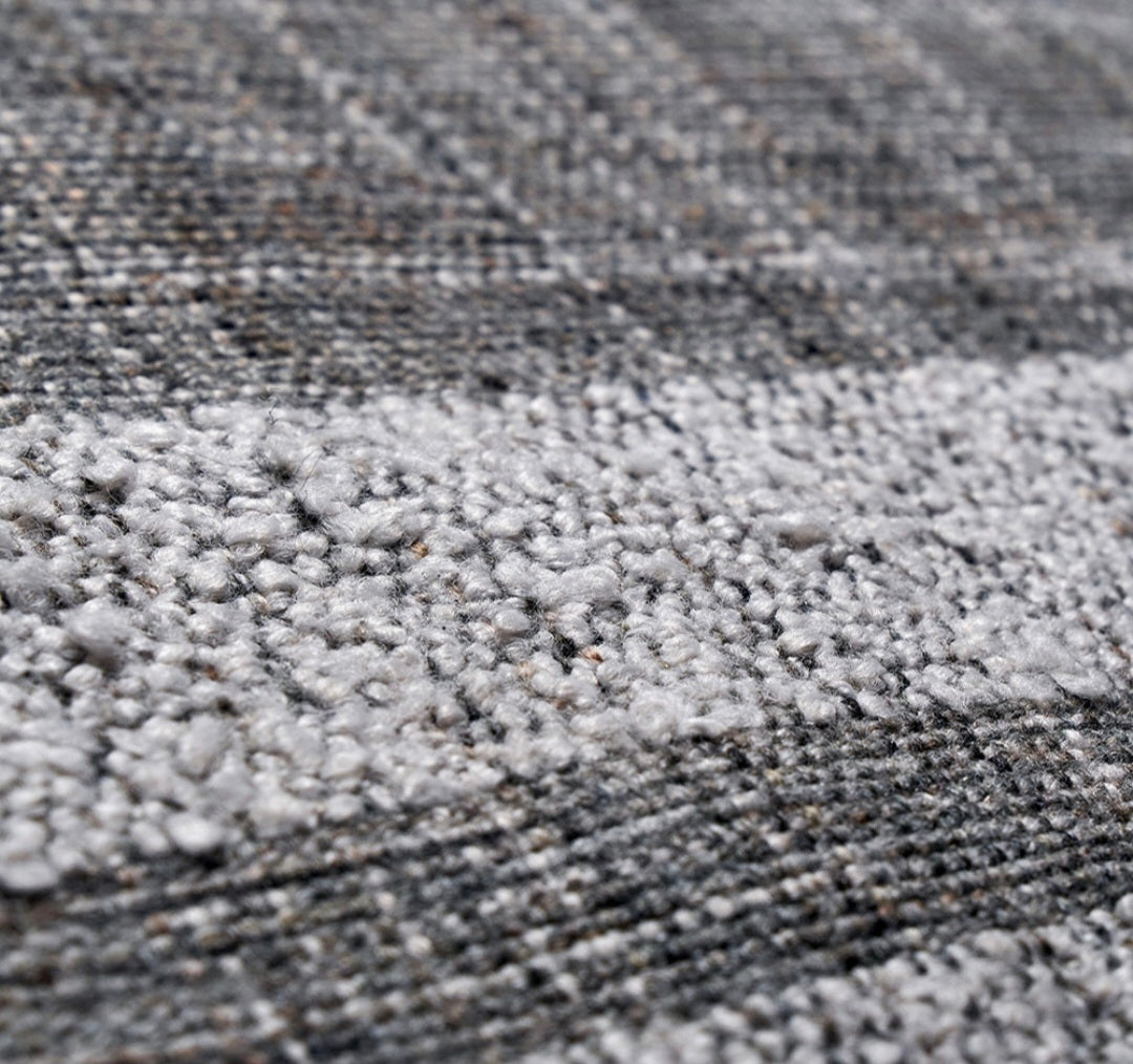 Indoor Outdoor Steel Grey and White Stripe Design Rug
