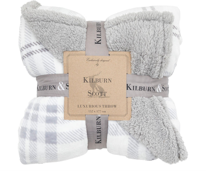 Tartan Sherpa Throw/Grey