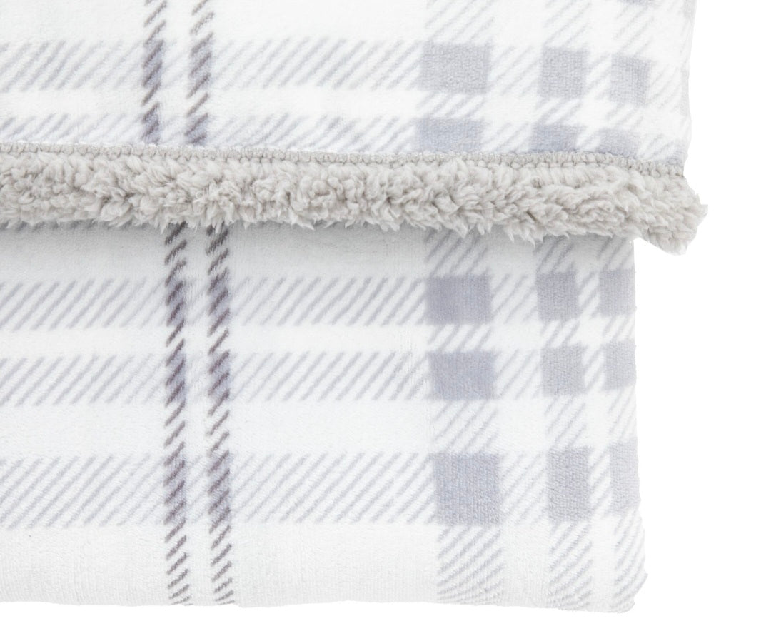Tartan Sherpa Throw/Grey