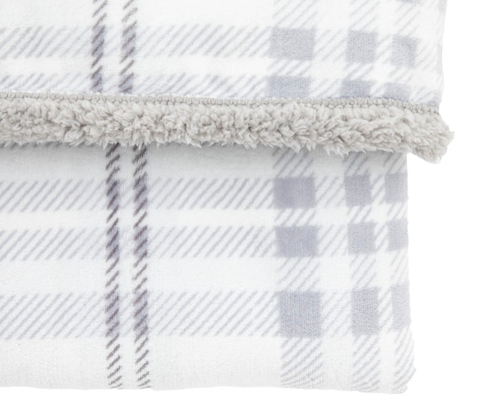 Tartan Sherpa Throw/Grey