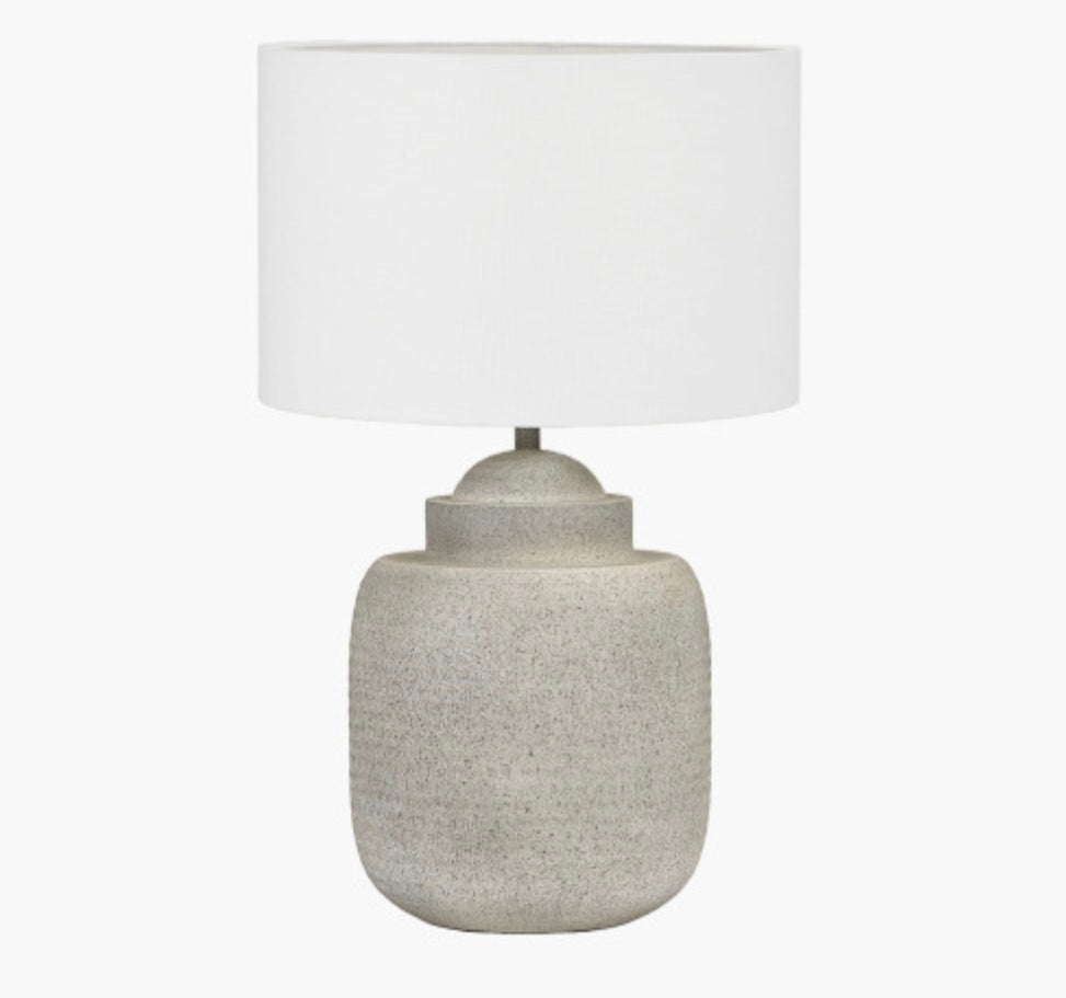 Raj Stone Grey Hammered Metal Urn Shaped Lamp Base