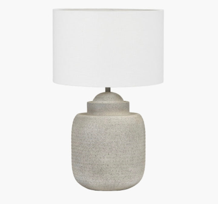 Raj Stone Grey Hammered Metal Urn Shaped Lamp Base