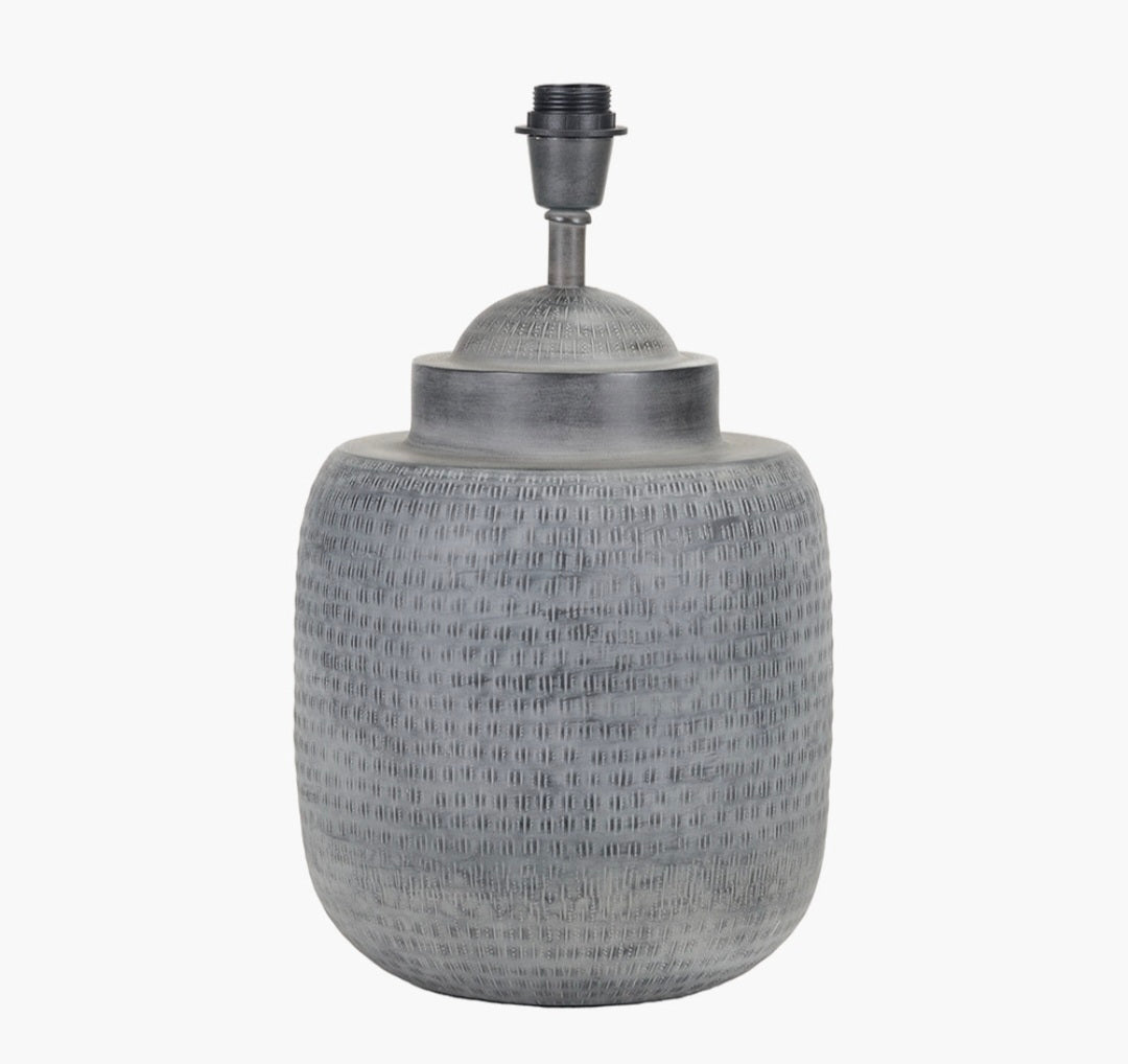 Raj Charcoal Grey  Hammered Metal Urn Shaped Lamp Base