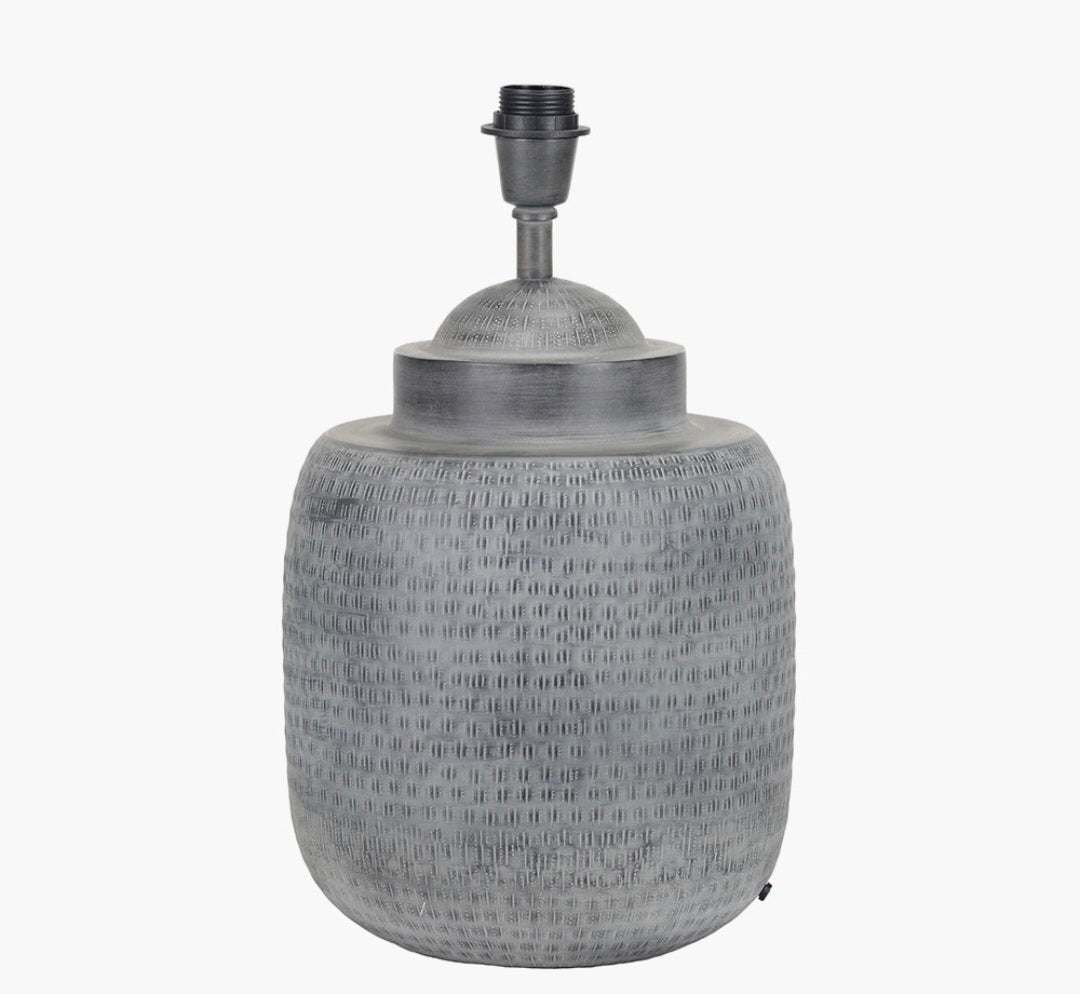 Raj Charcoal Grey  Hammered Metal Urn Shaped Lamp Base