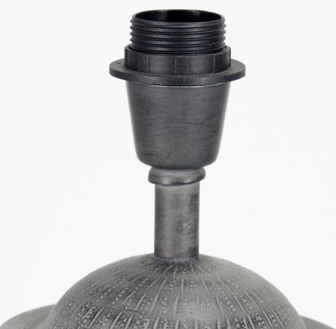 Raj Charcoal Grey  Hammered Metal Urn Shaped Lamp Base