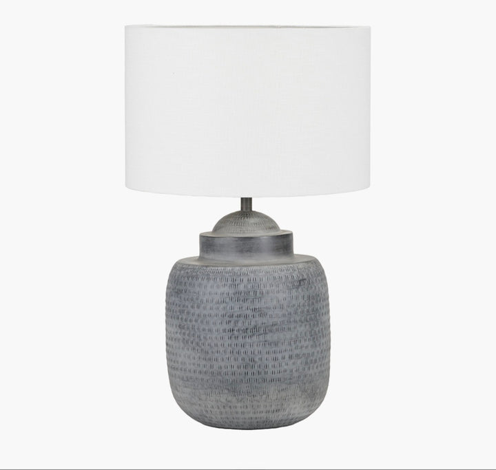 Raj Charcoal Grey  Hammered Metal Urn Shaped Lamp Base