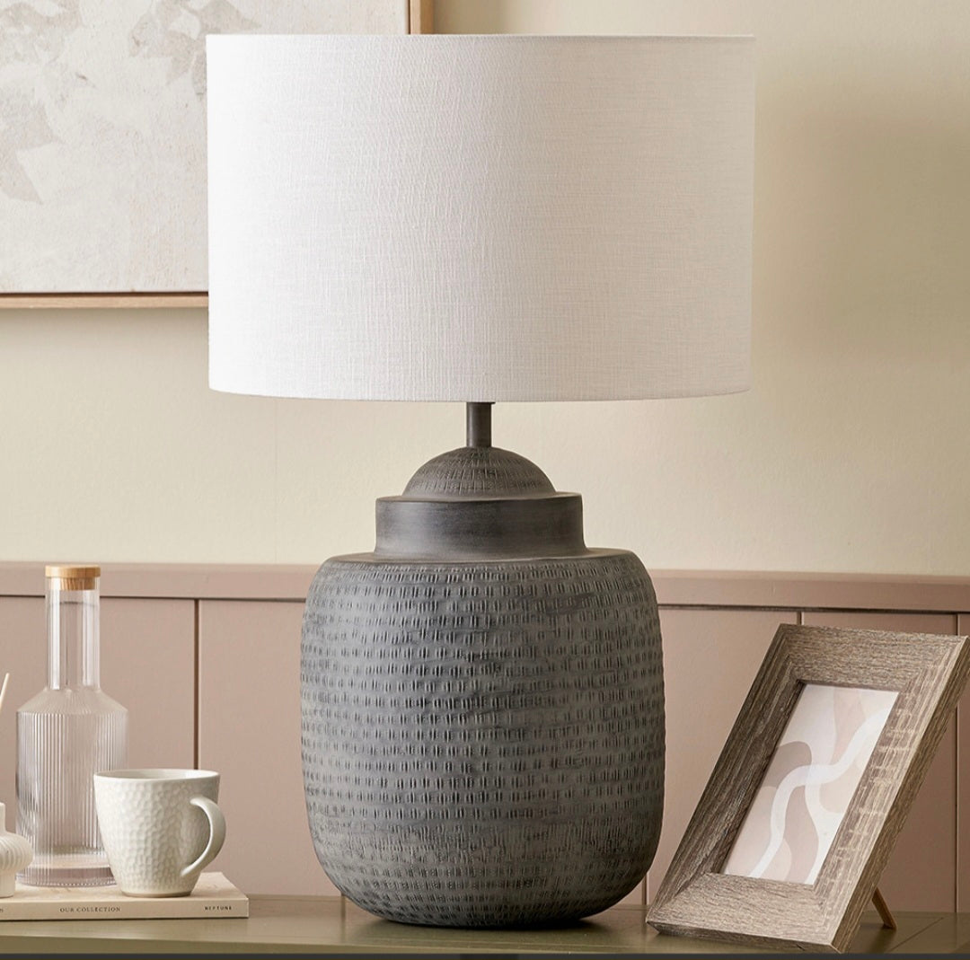 Raj Charcoal Grey  Hammered Metal Urn Shaped Lamp Base