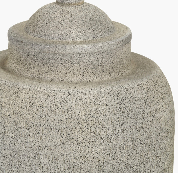 Raj Stone Grey Hammered Metal Urn Vase with Lid