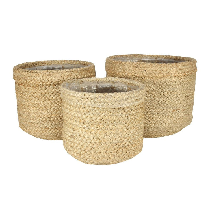 Set of 3 Jute Baskets with Liner (Natural)
