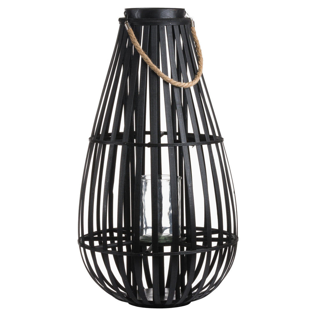 Floor Standing Domed Wicker Lantern With Rope Detail