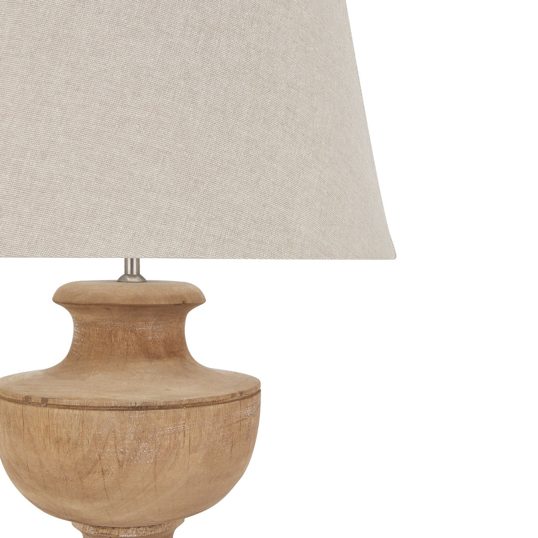 Natural Wash Urn Lamp With Linen Shade