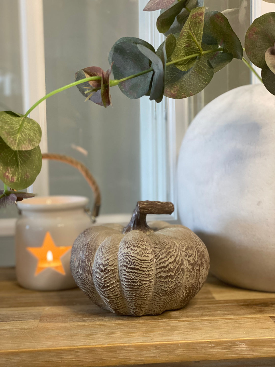 Carved Wood Effect Pumpkin | Small