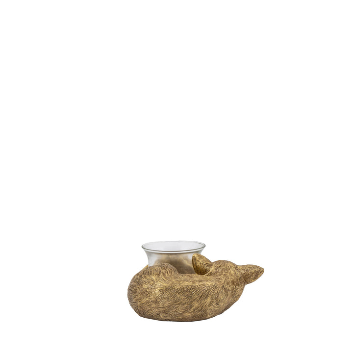 Sleeping Fox Tealight Holder Gold