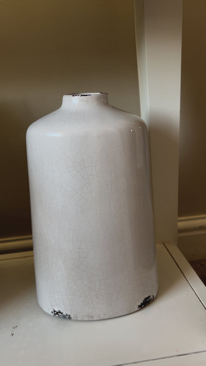 Glazed Distressed White Vase