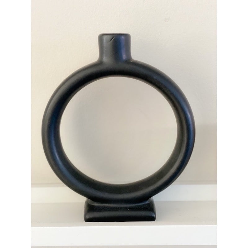 Circle candle modern holder - Black