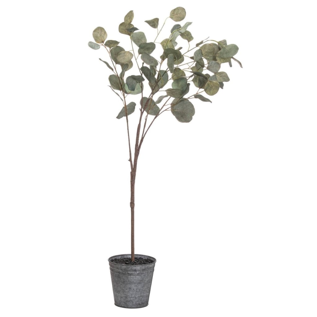 Eucalyptus Tree In Metallic Pot - faux tree