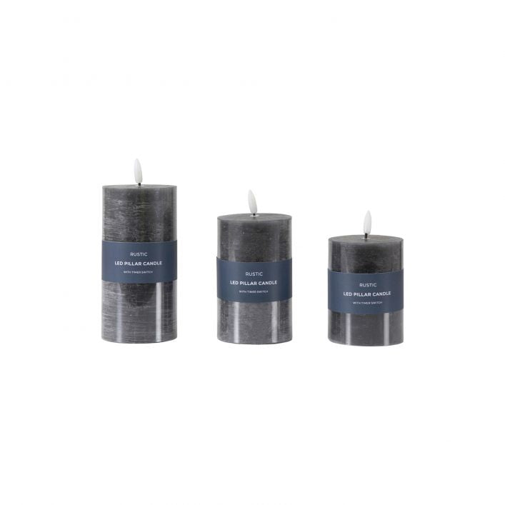 Slate LED Candle Rustic Set of 3