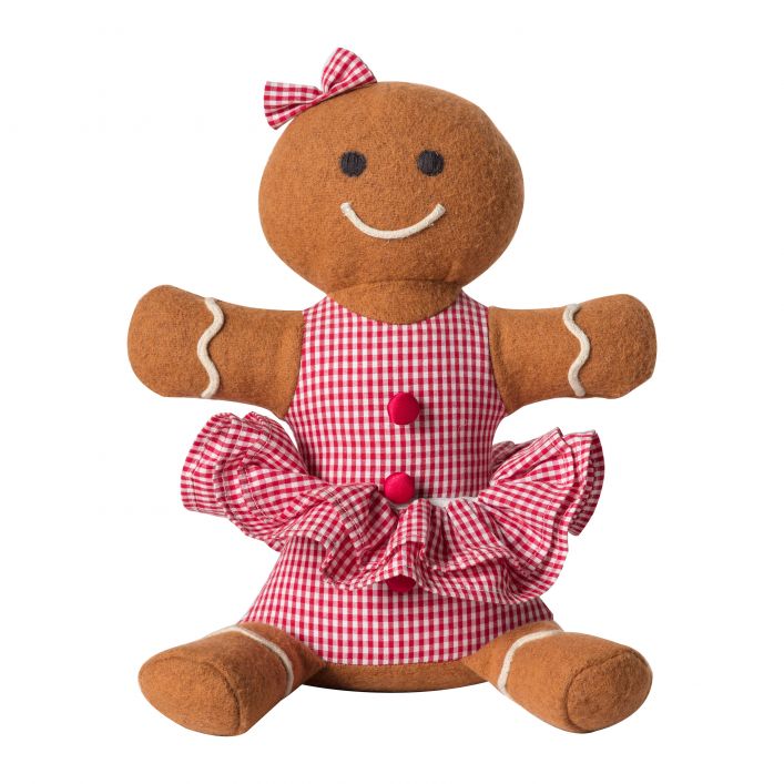Girl Gingerbread Doorstop Brown/Red