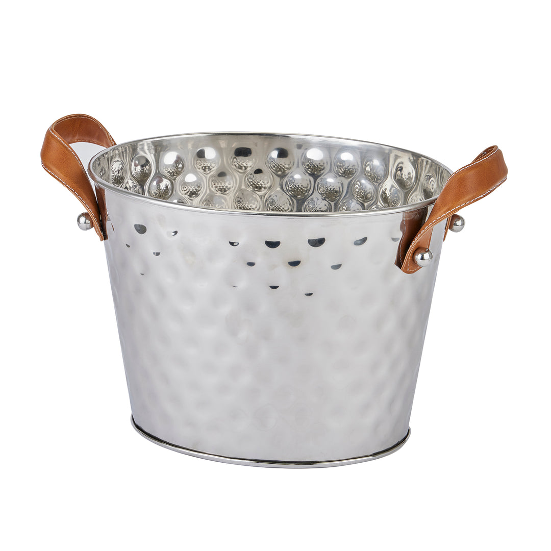 Silver Leather Handled Champagne Cooler