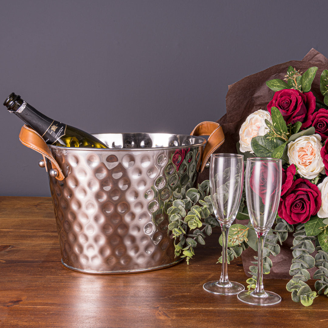 Silver Leather Handled Champagne Cooler