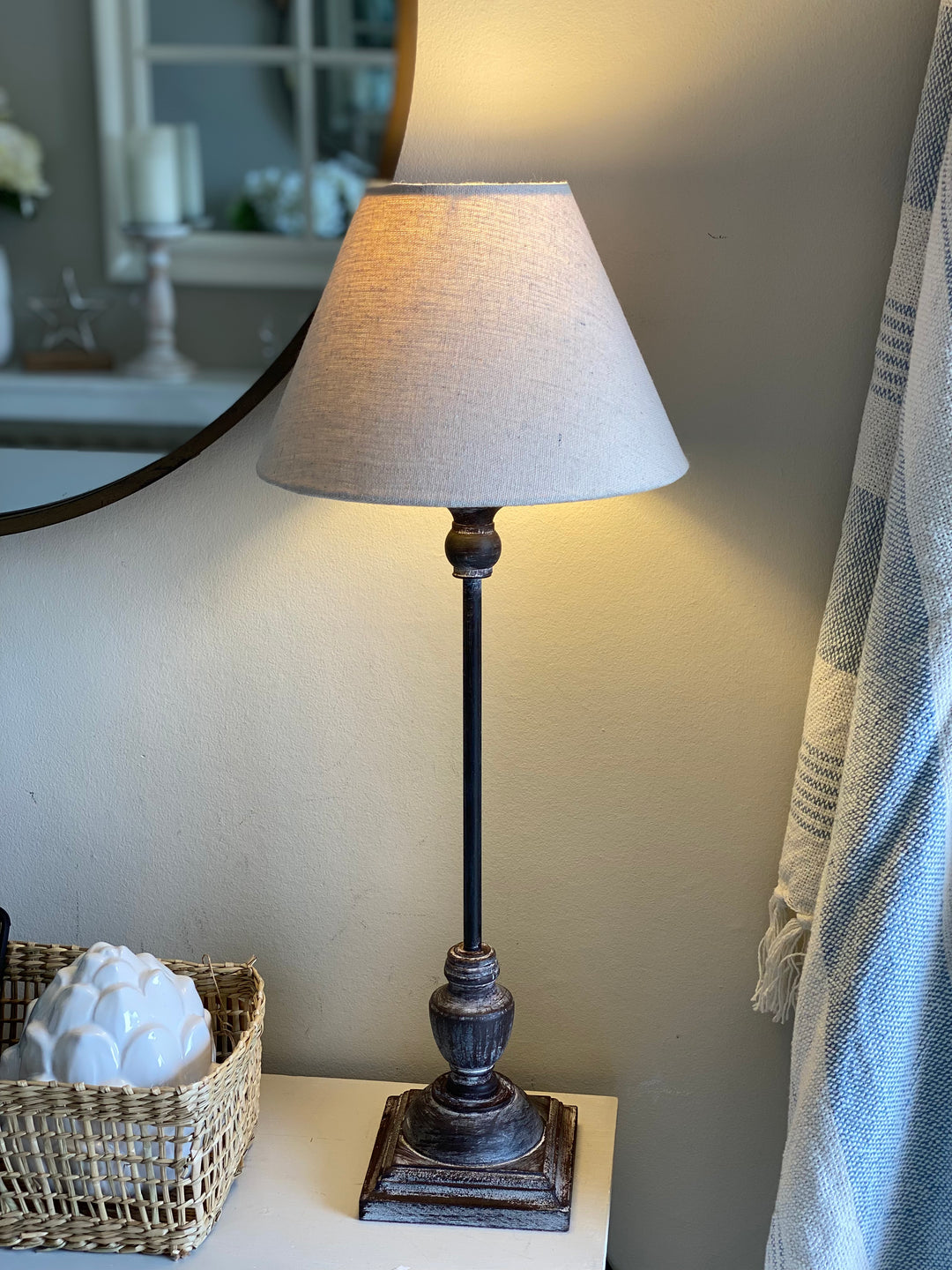 dark grey stick table lamp