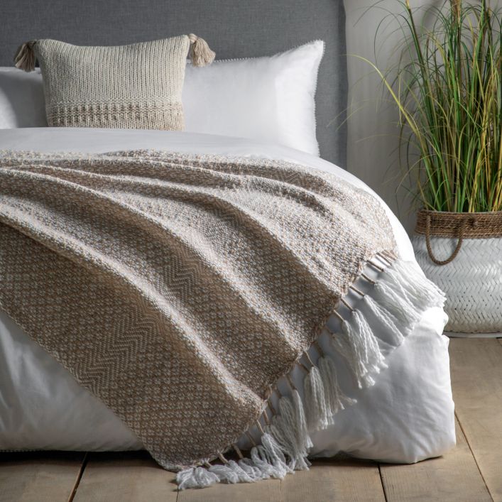 Woven Wrapped Tassel Throw