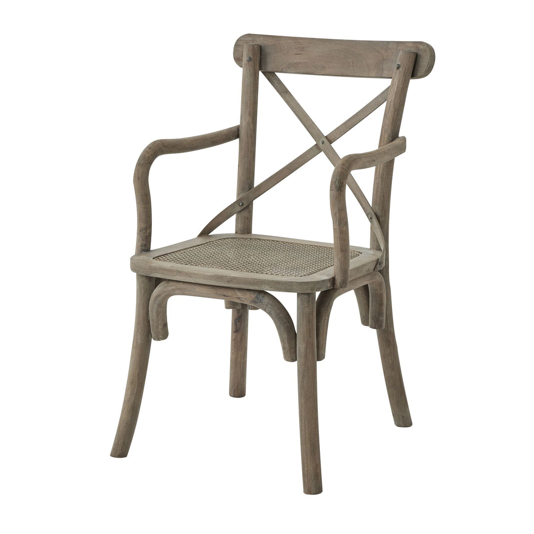 Bordeaux Collection Cross Back Carver Chair With Rush Seat - set of 2 chairs