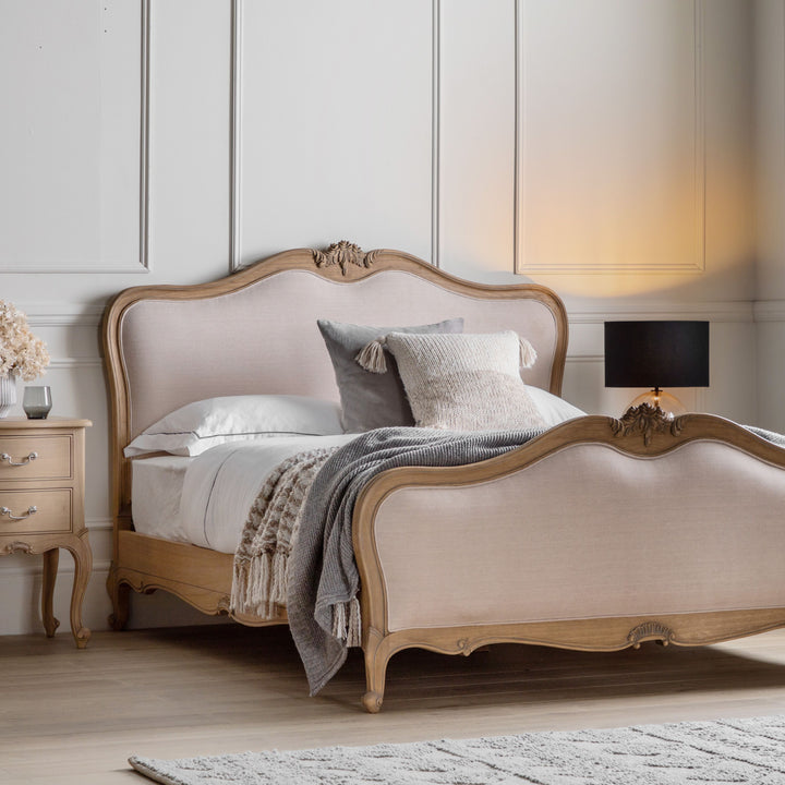 Weathered Chic King Linen Upholstered Bed