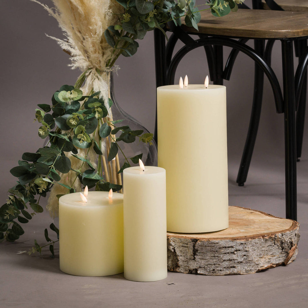 Natural Rustic LED Ivory Candle 15cm