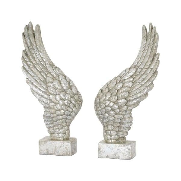 Large Freestanding Angel Wings Ornament | Antique Silver - Home Pieces