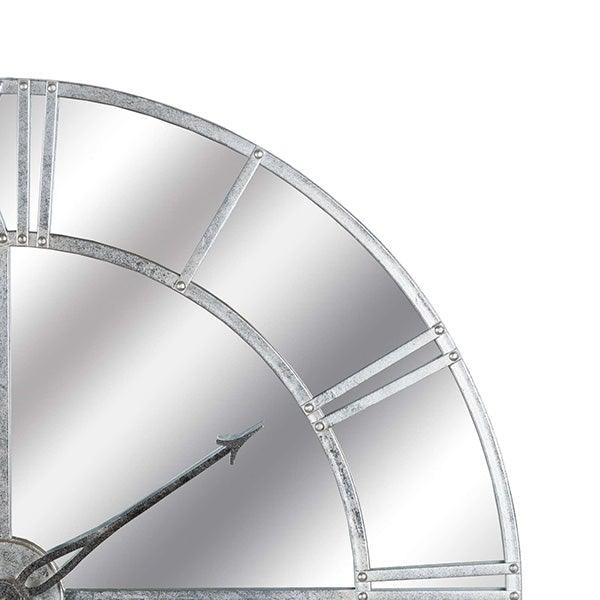 Large Mirrored Wall Clock | Silver Foil 105cm - Home Pieces
