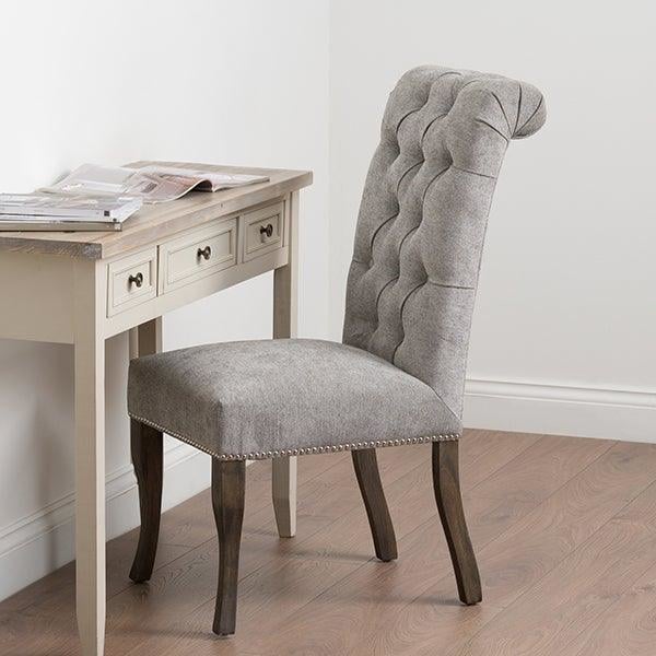 Roll Top Dining Chair With Ring Pull | Silver - Home Pieces