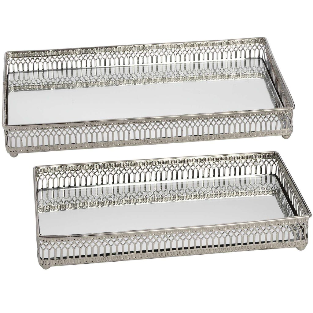 Set of Rectangular Nickel Plated Trays - Home Pieces